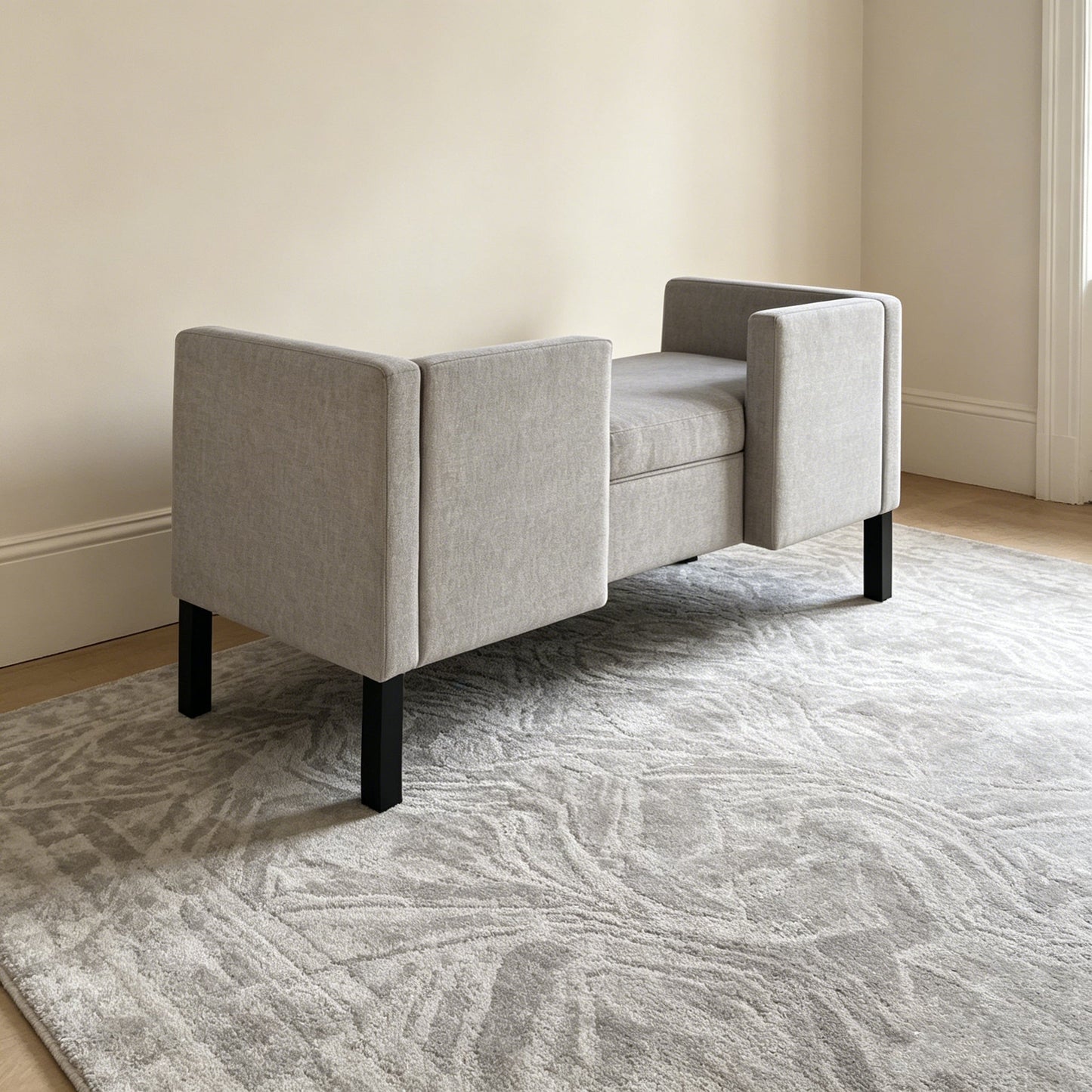 50" Ottoman with 2 Bolster Pillows & Wood Legs