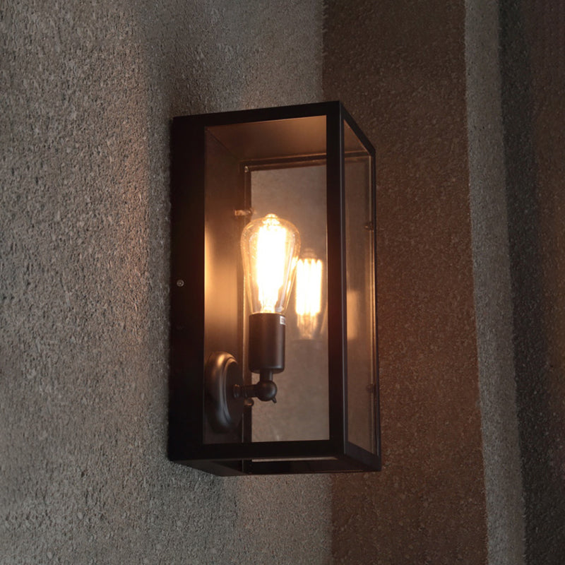 Timeless Elegance: Black Glass Rectangle Wall Sconce