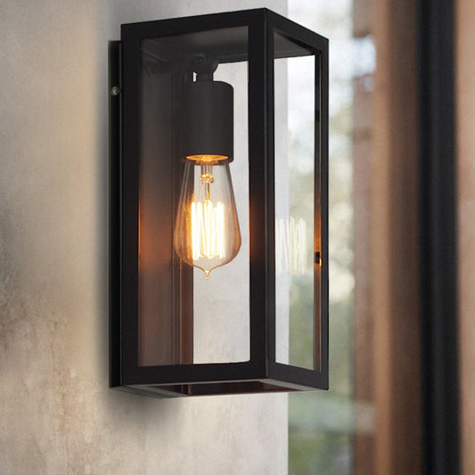 Timeless Elegance: Black Glass Rectangle Wall Sconce