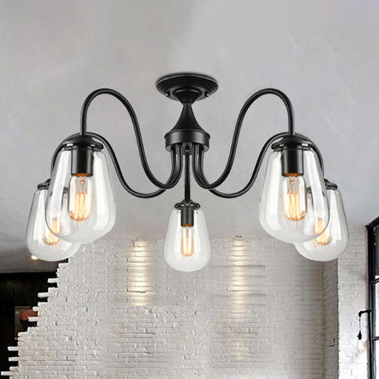 Camila Industrial Chandelier: Vintage Glass & Modern Versatility for Living Rooms