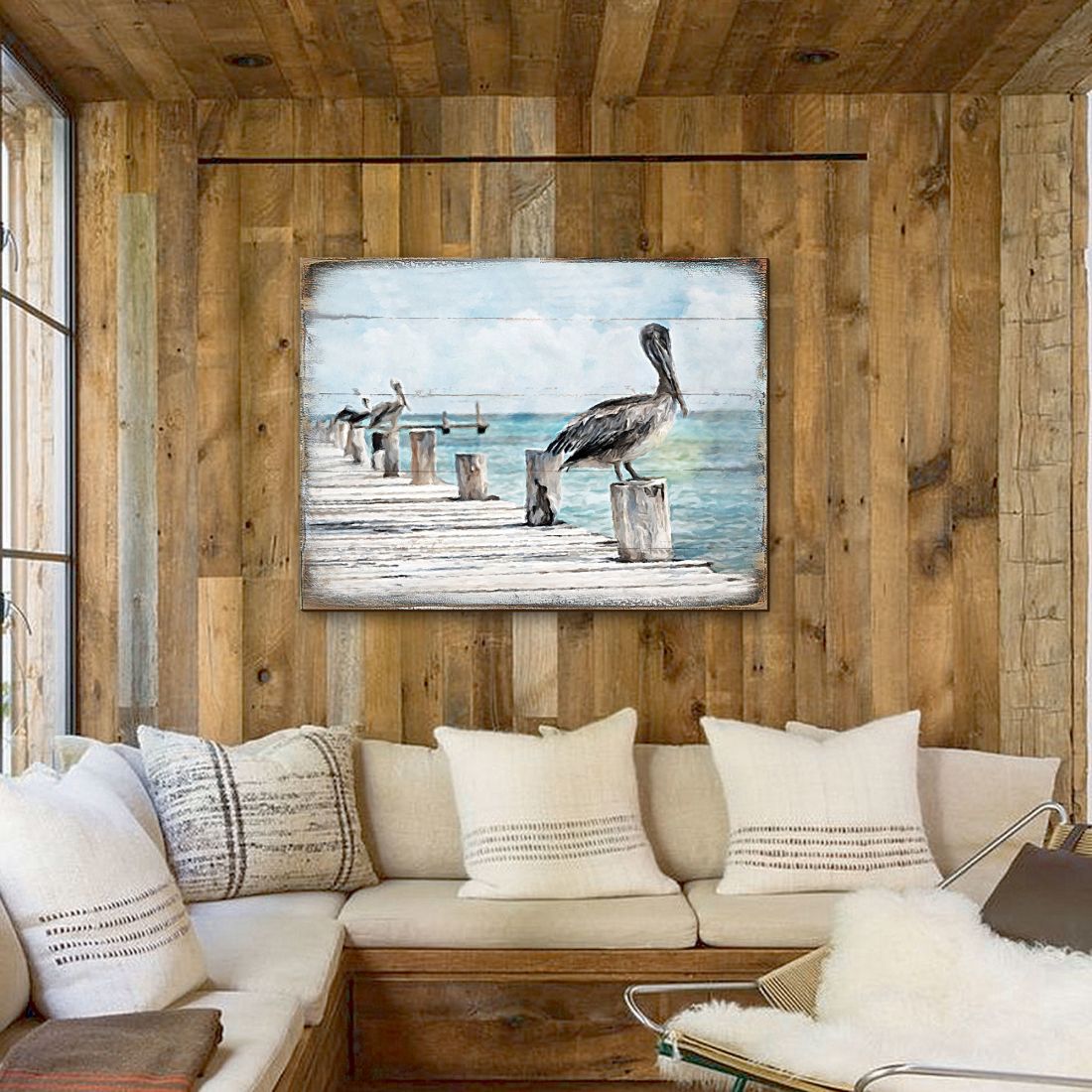 Pelican Wood Wooden Coastal Wall Art by Nature Wonders - Coastal Sea-Life Decor - 95252B