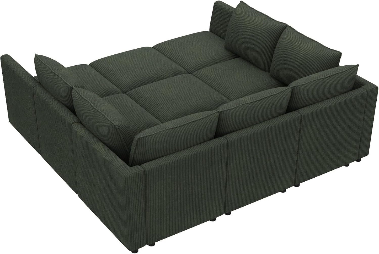 Emerald Green Modular Sleeper Sofa With Hidden Storage Compartment