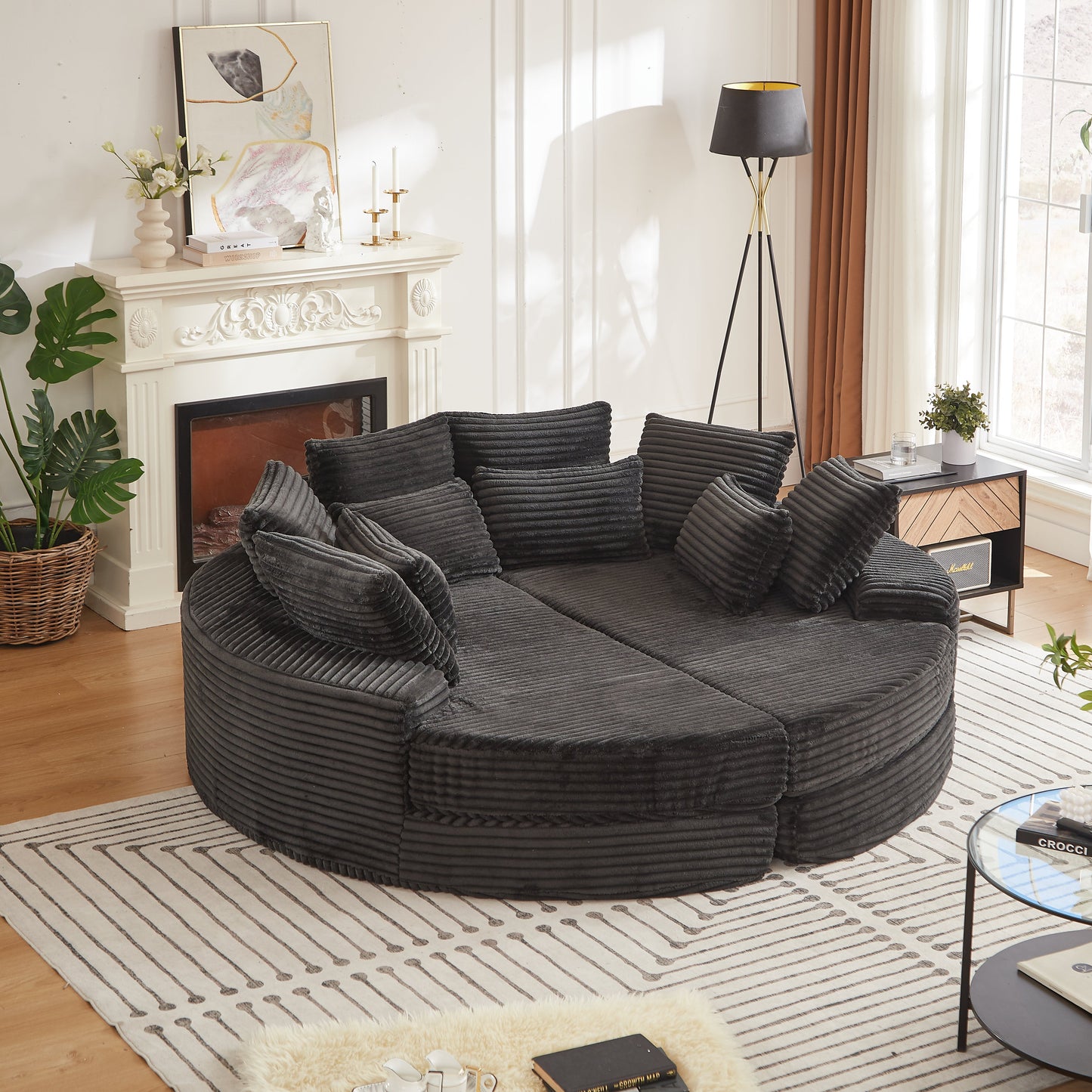 78.5-Inch Corduroy Round Oversized Recliner