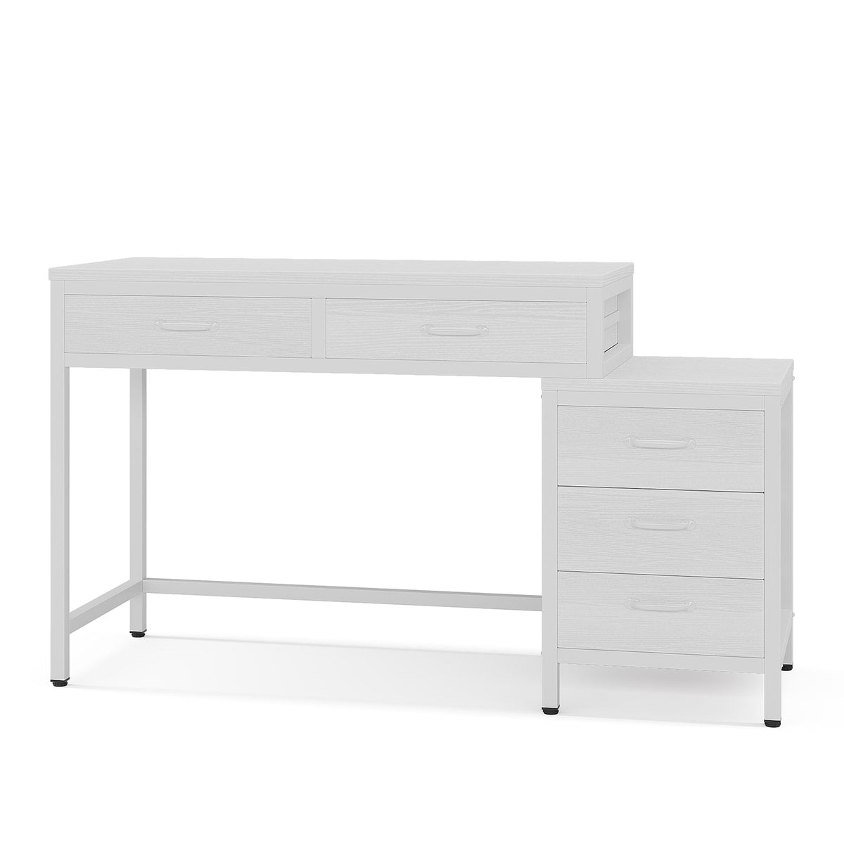 51" Reversible Computer Desk with 5 Drawers and File Cabinet
