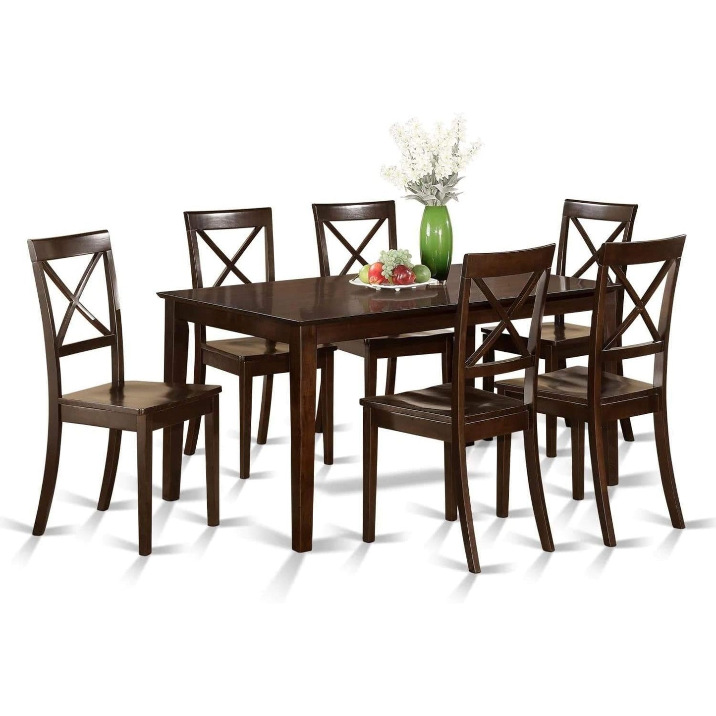 7 Piece Dining Table Set With 6 Chairs Modern Style