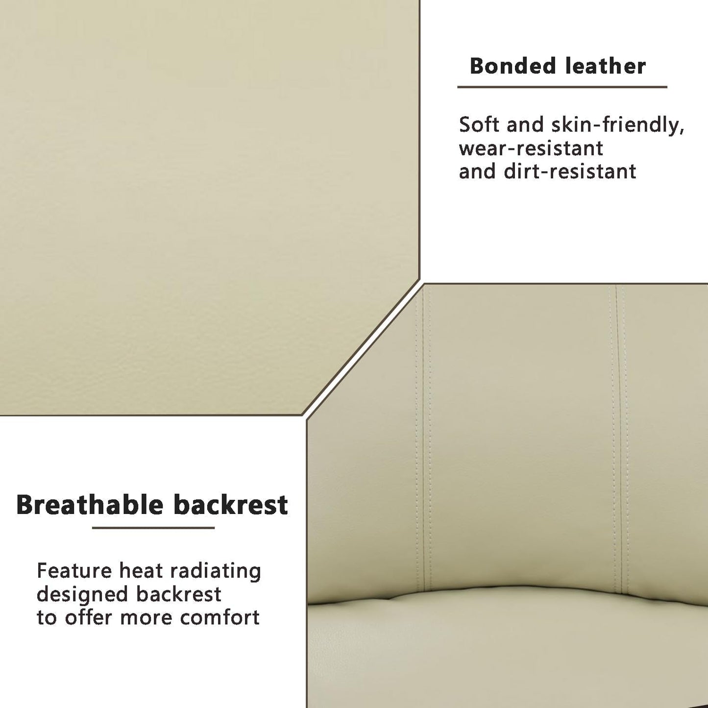Beige Leather Recliner Sofa Set With Built In Coffee Table