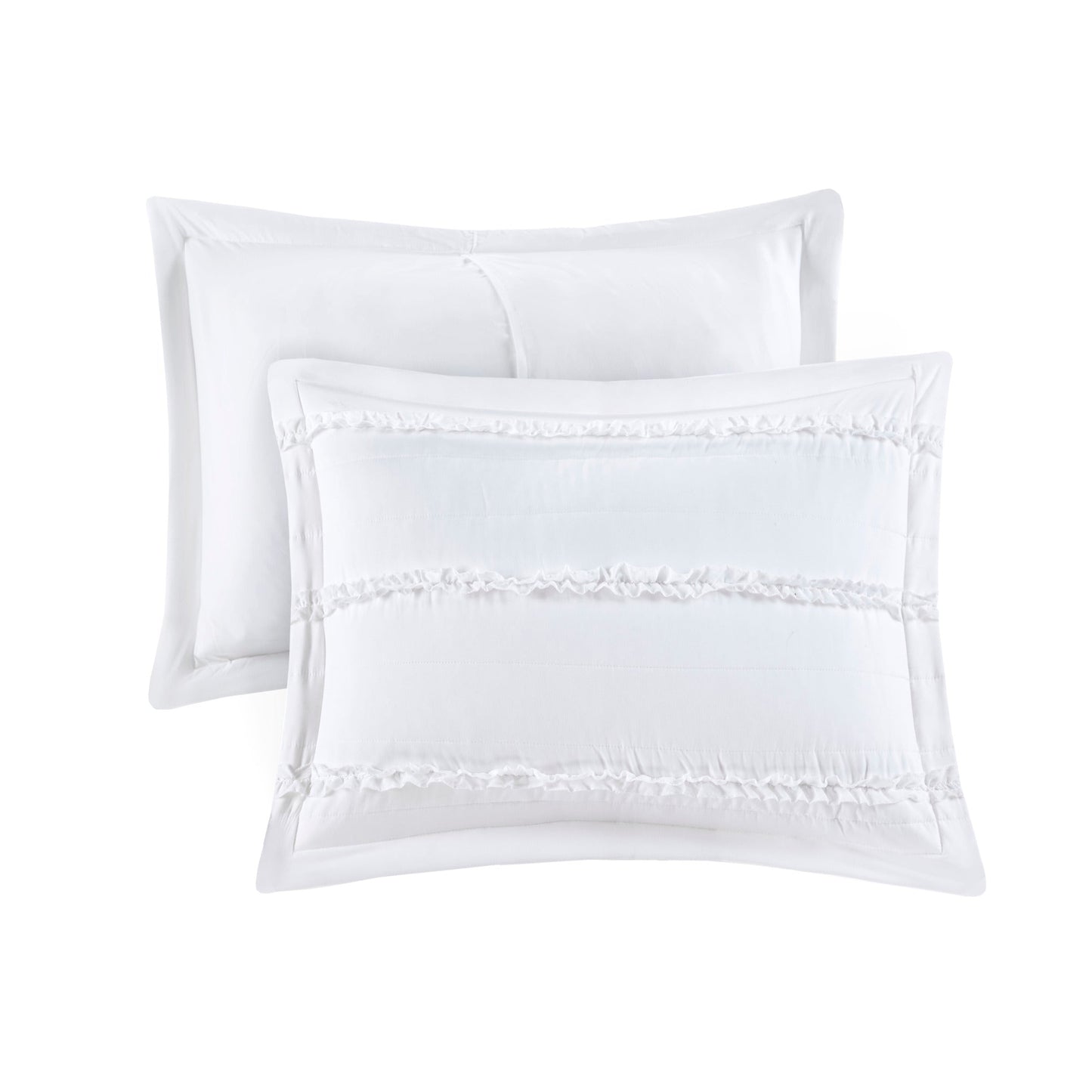 4 Piece Reversible Ruffle Quilt Set with Throw Pillow
