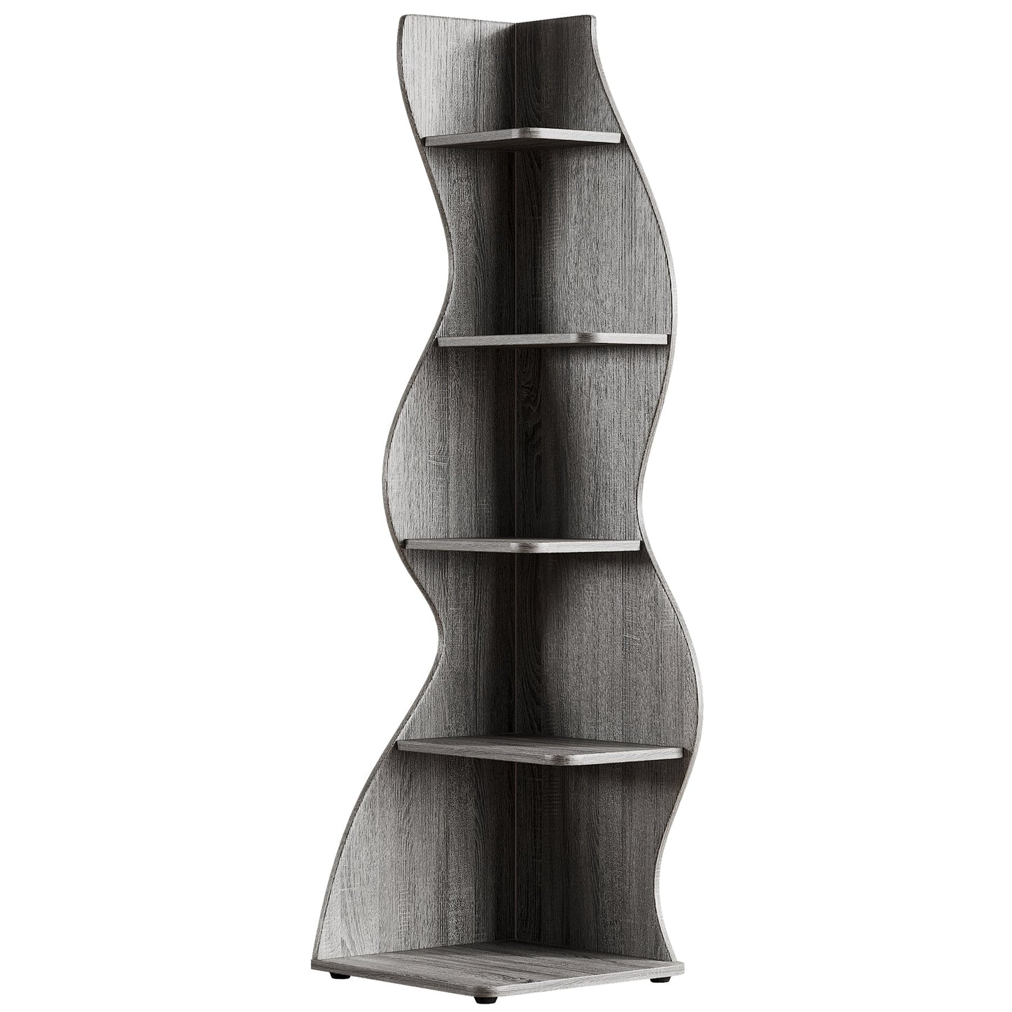 69.8" Height 5-Tier Wavy Corner Bookshelf