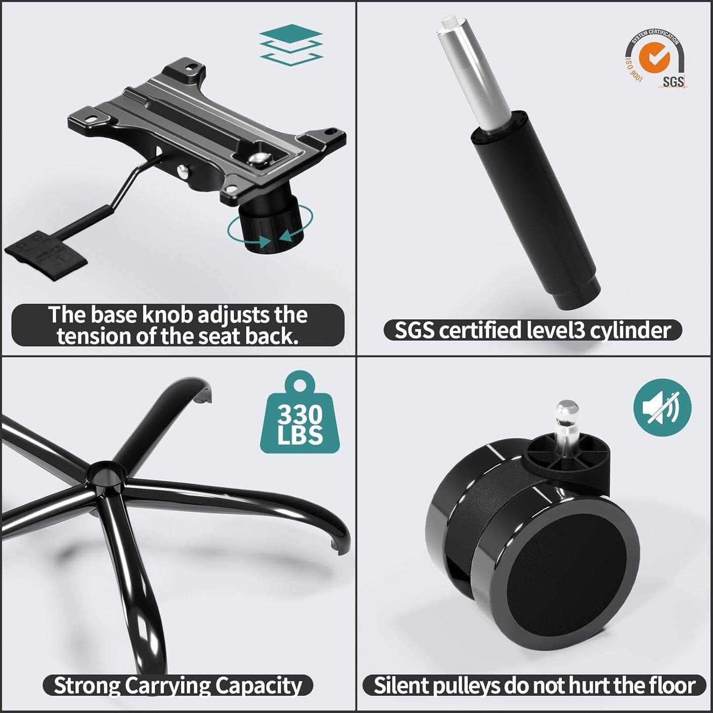 Ergonomic Black Office Chair High Back With Wheels