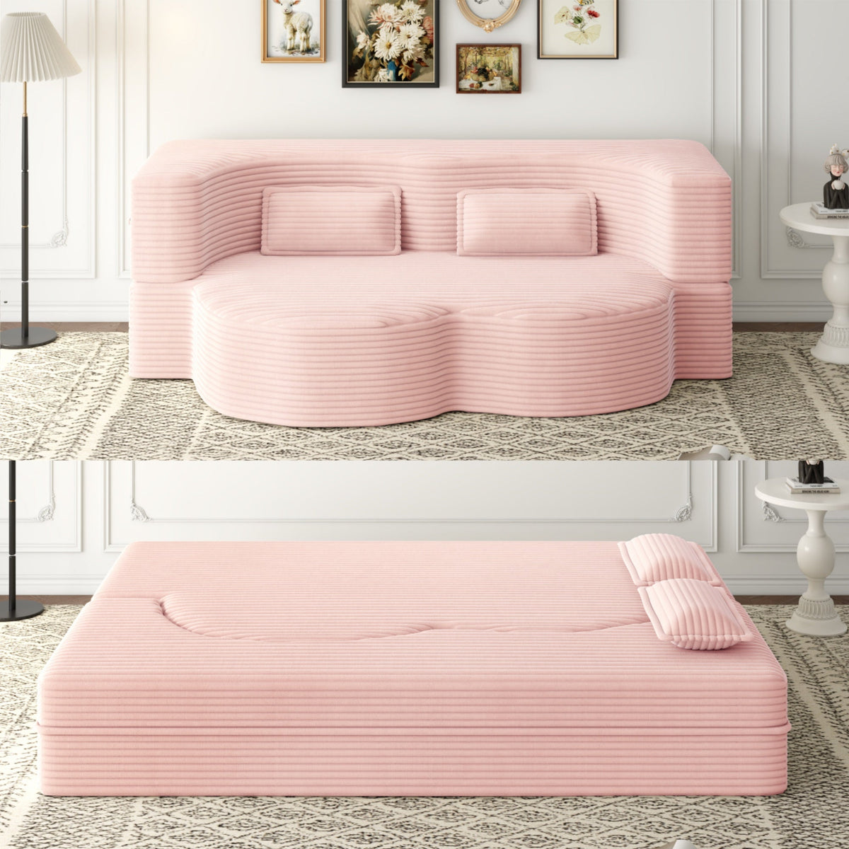 Modern Floor Sofa with 2 Pillows