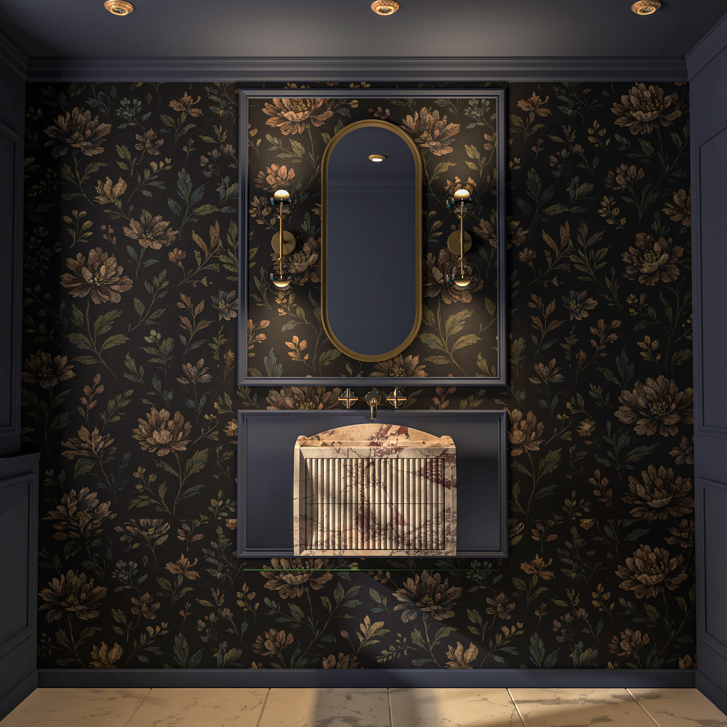 Modern Calacatta Viola Floating Marble Basin – Fluted Designer Vanity for Luxury Homes