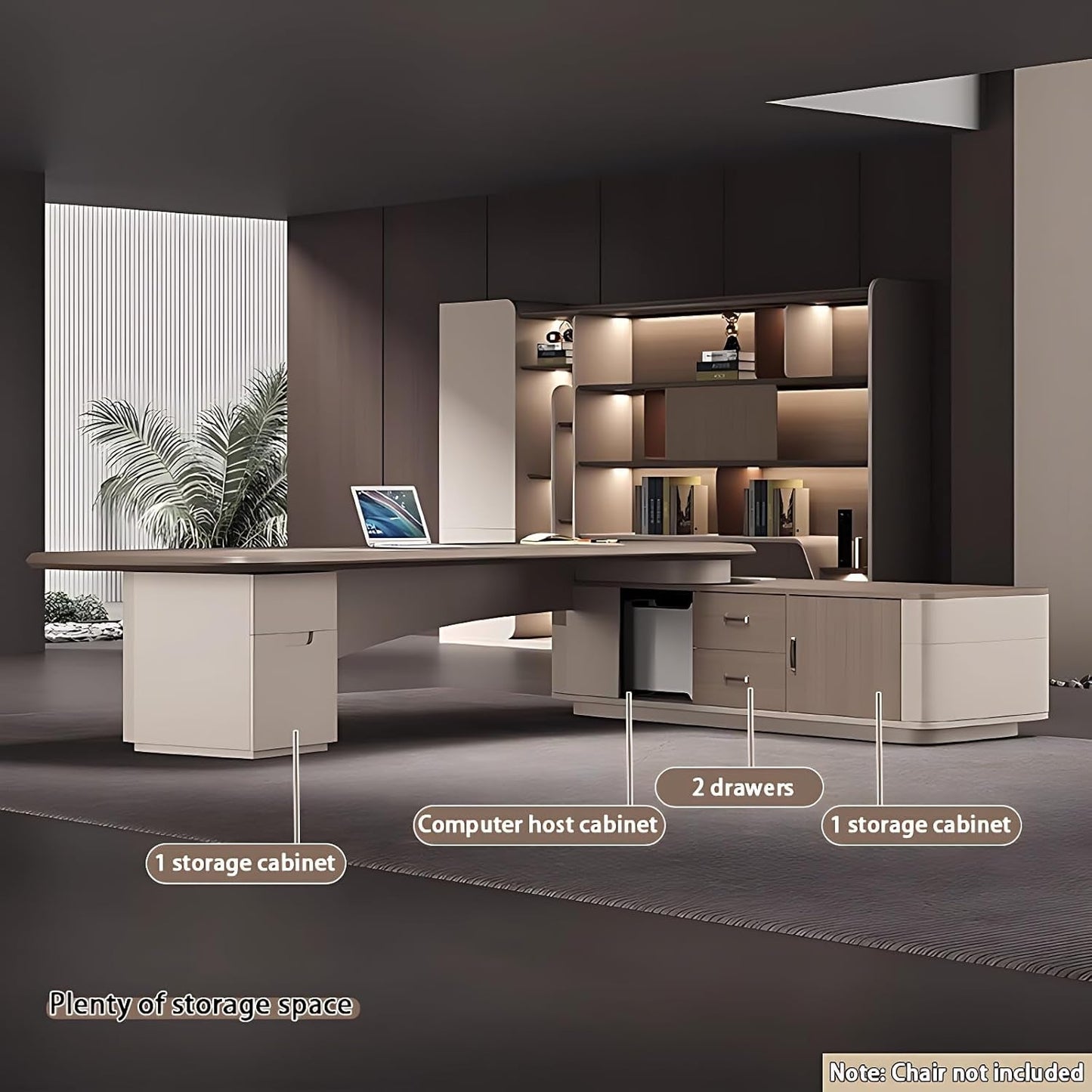 L Shaped Solid Wood Desk With Hidden Cable Hole 141.7 In