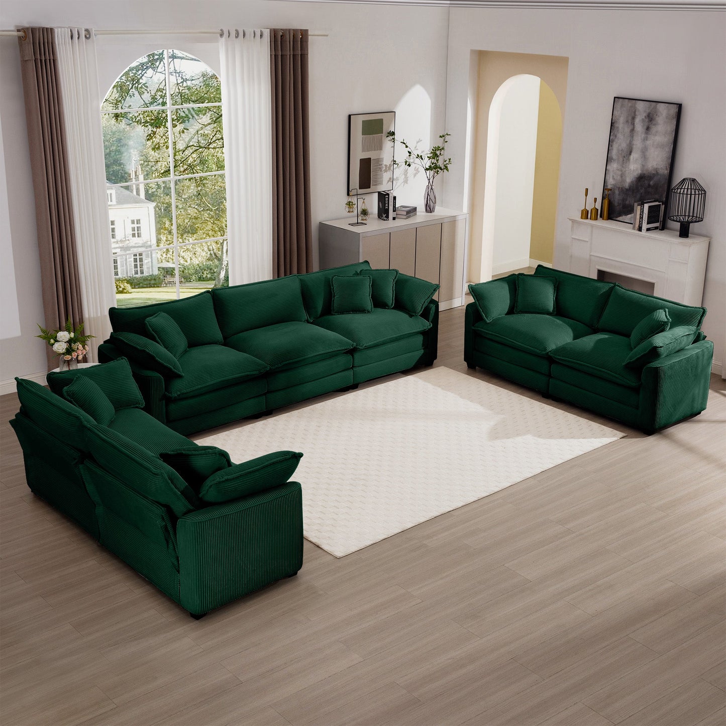 Modern Fabric Living Room Sofa 2-Piece Set