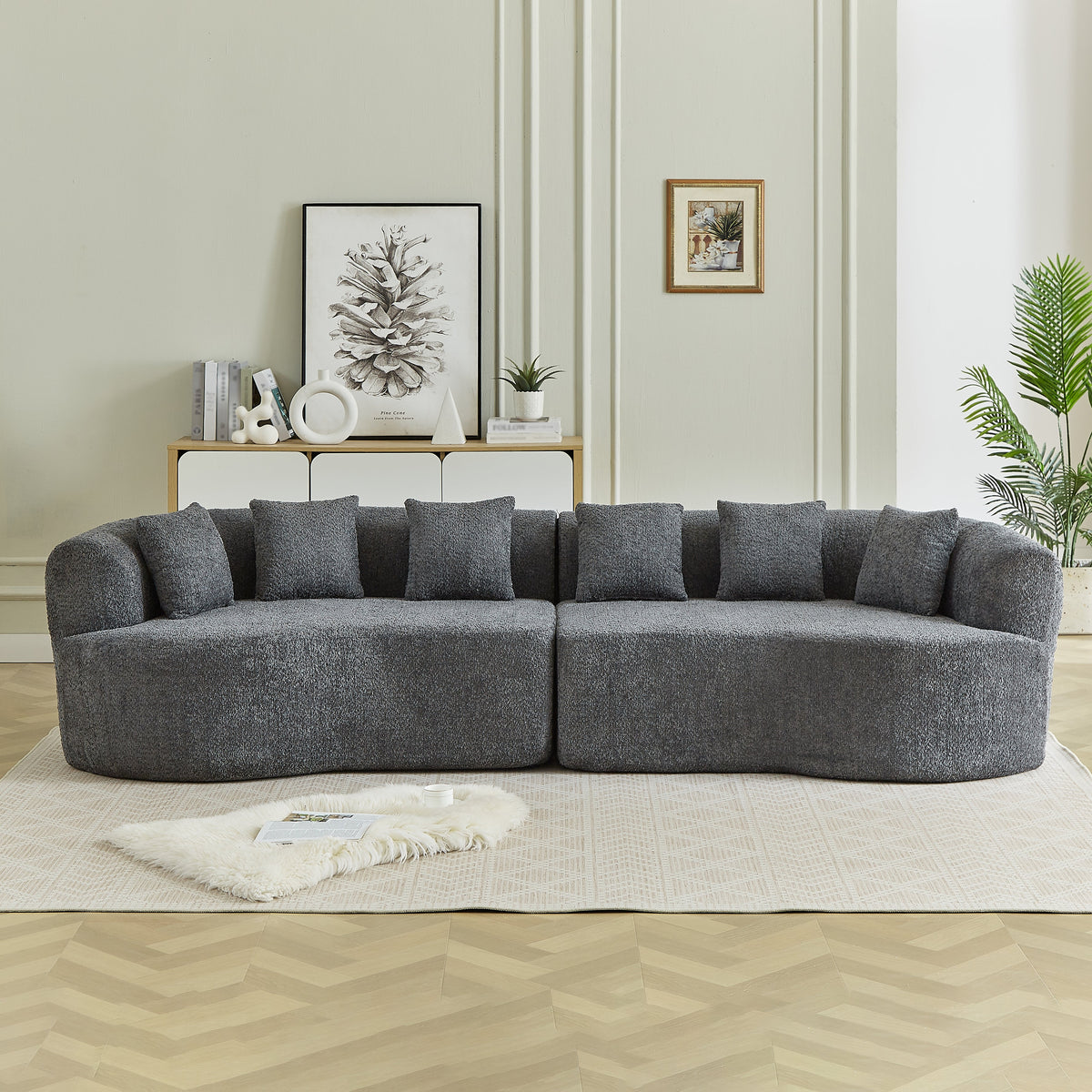 Curved Sectional Sofa - 111.5-Inch Oversized Modern Design