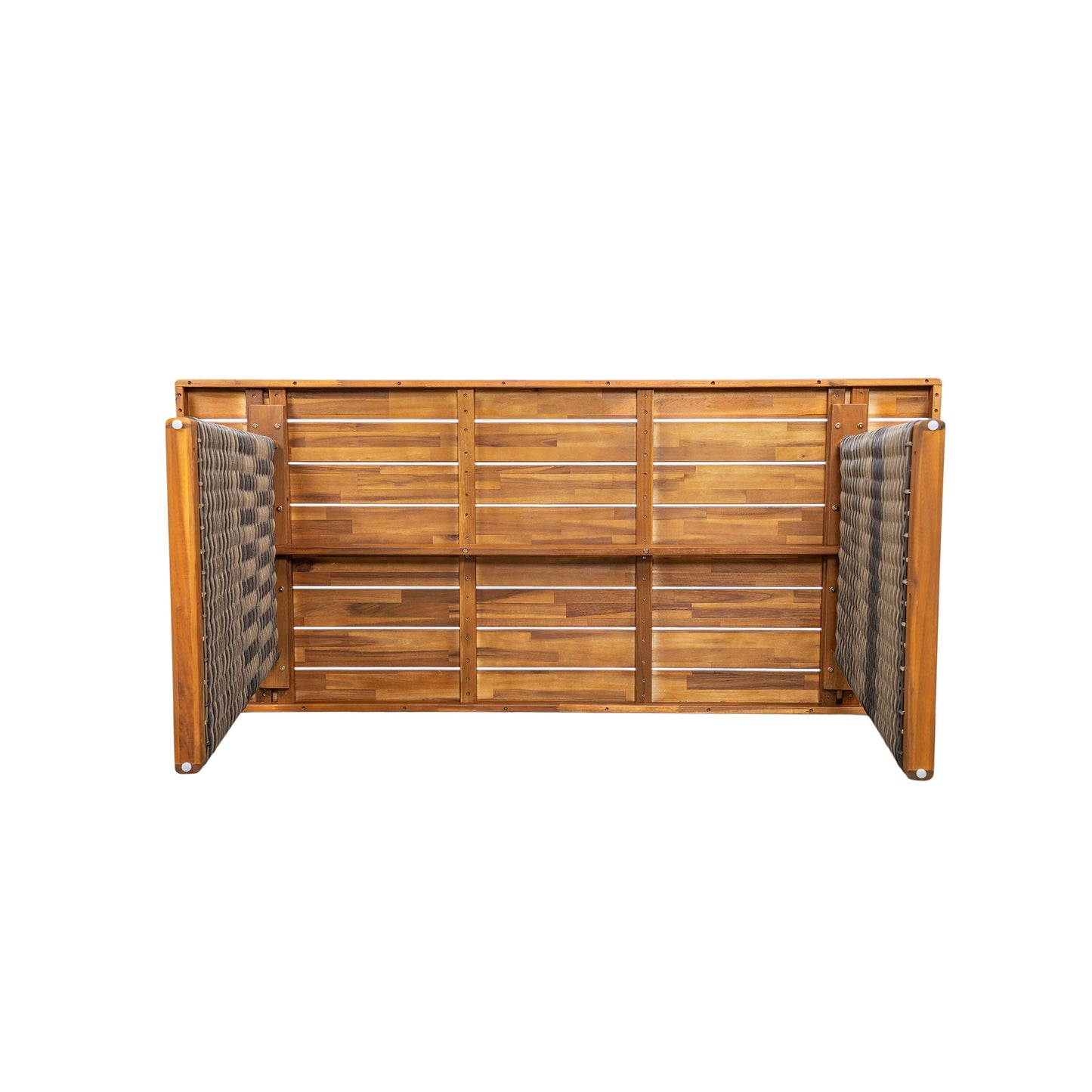 Outdoor Acacia Wood Dining Table,Teak Finish+ Grey Wicker