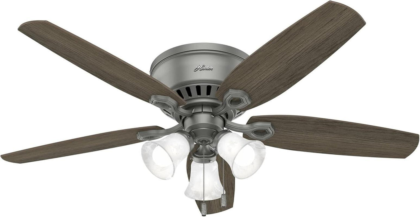 52 Inch Matte Silver LED Ceiling Fan With Integrated Light