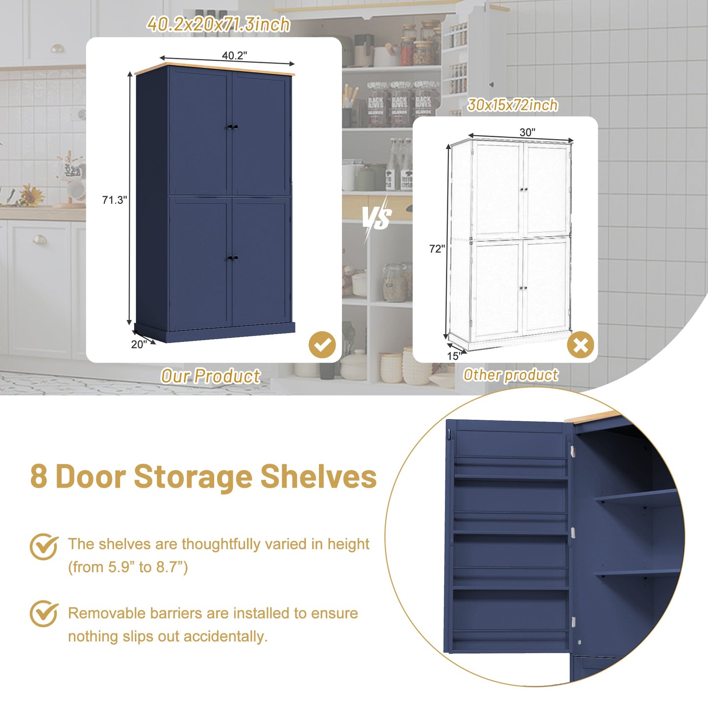 TOPMAX 40.2" High Freestanding Kitchen Pantry