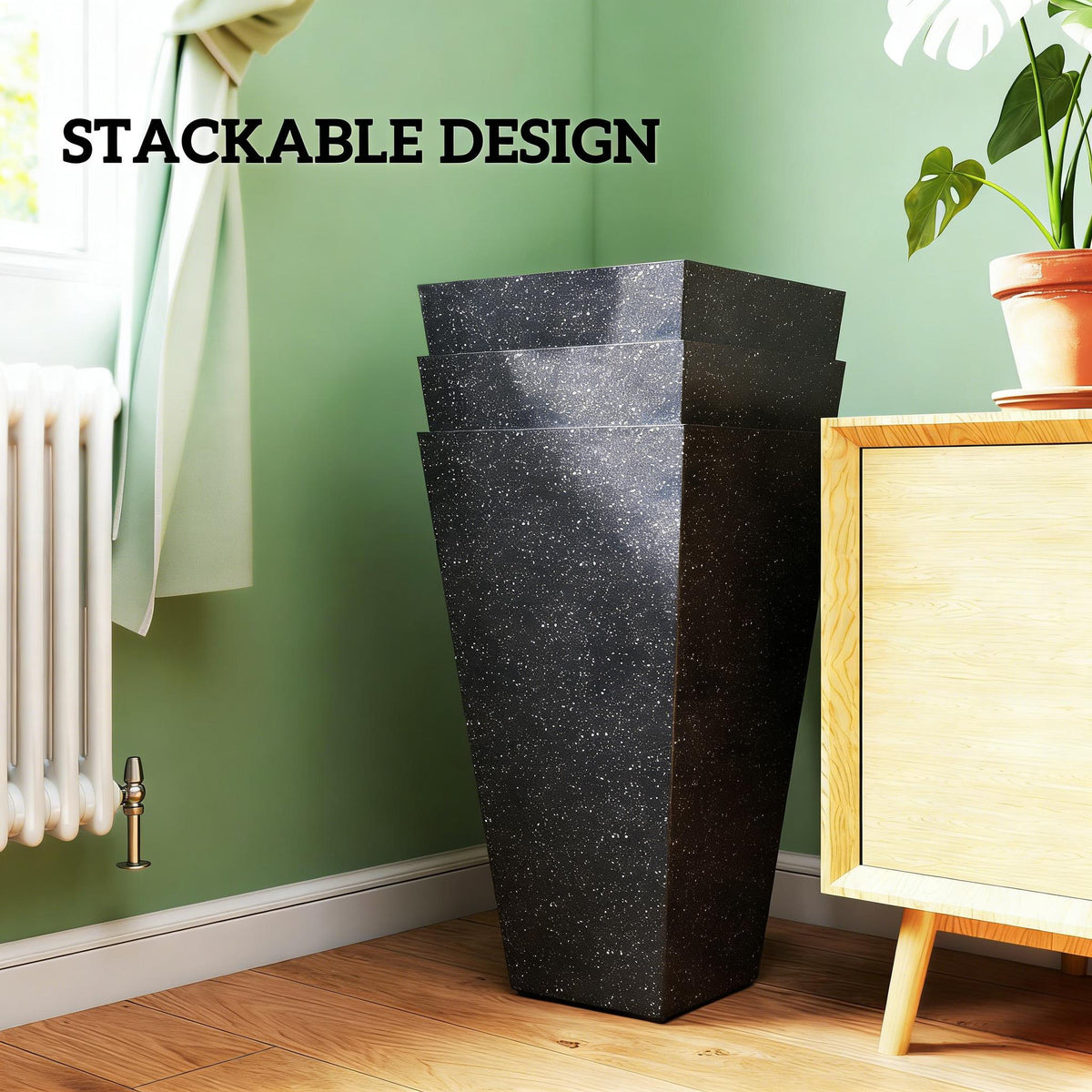 Stackable Taper Planters, Set of 3 Flower Pots