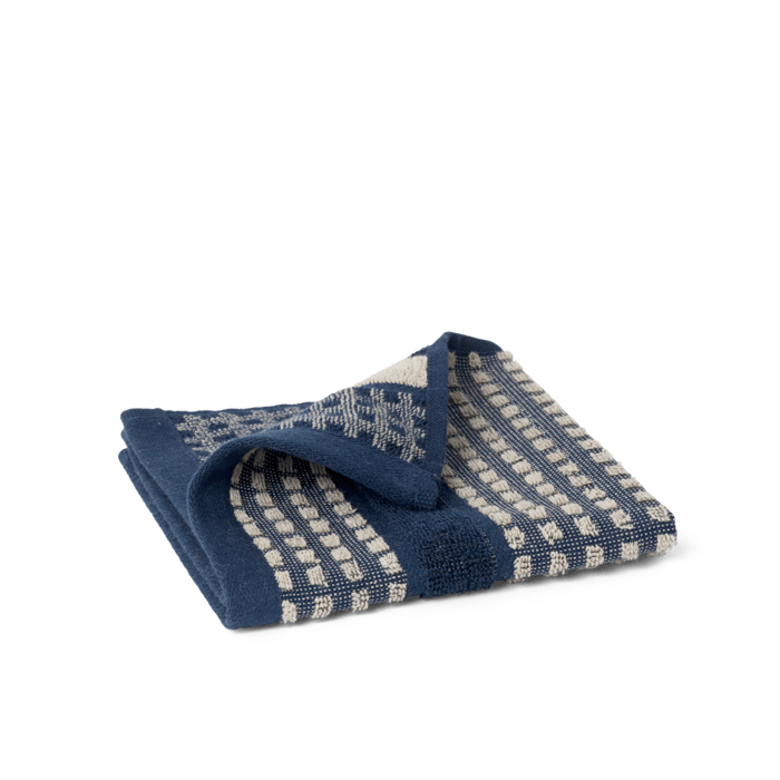 JUNA Check Washcloth, Dark Blue