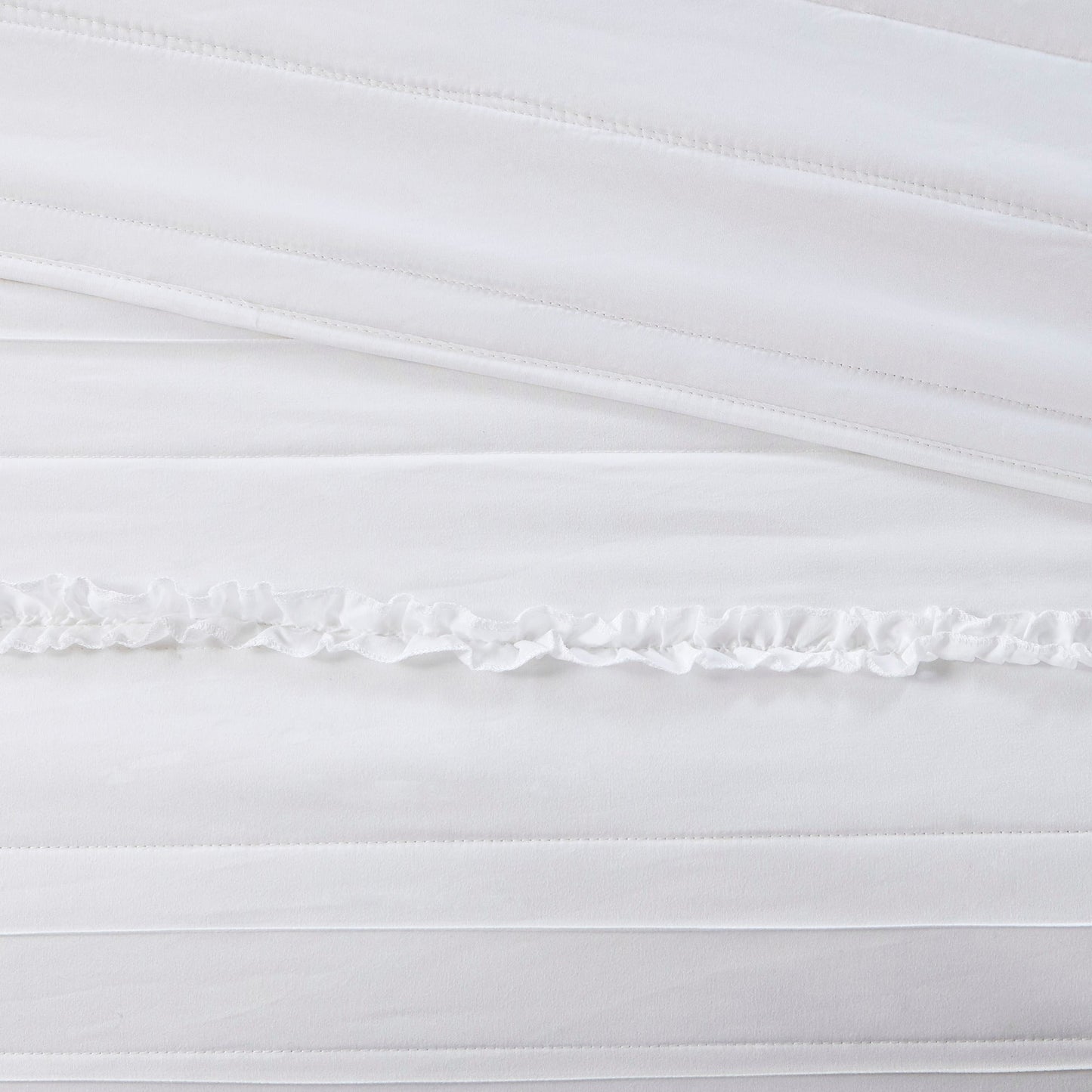 4 Piece Reversible Ruffle Quilt Set with Throw Pillow