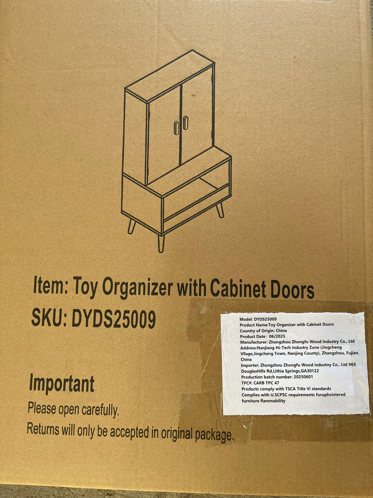 Kids Toy Storage Cabinet with Doors and Open Shelf