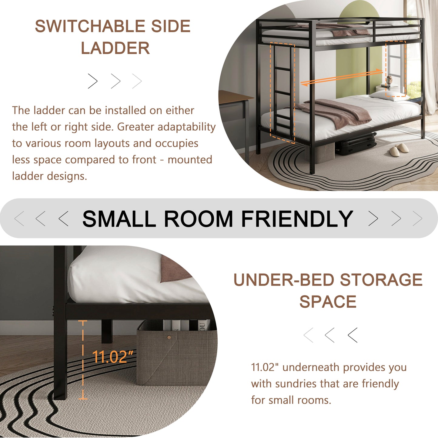 Adam Sturdy Twin Over Twin Bunk Bed Metal