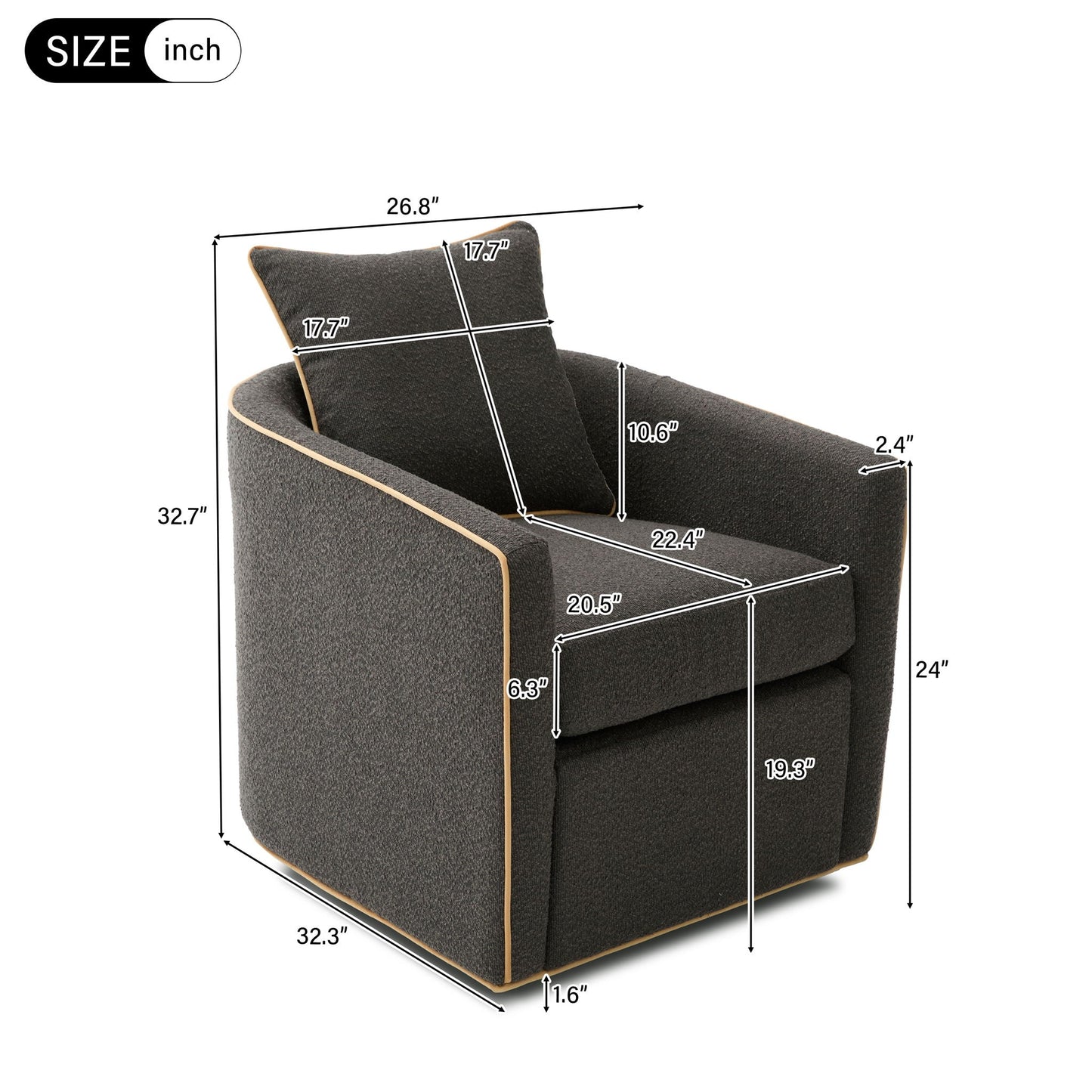 Swivel Accent Chair with Rotating Base for Living Room