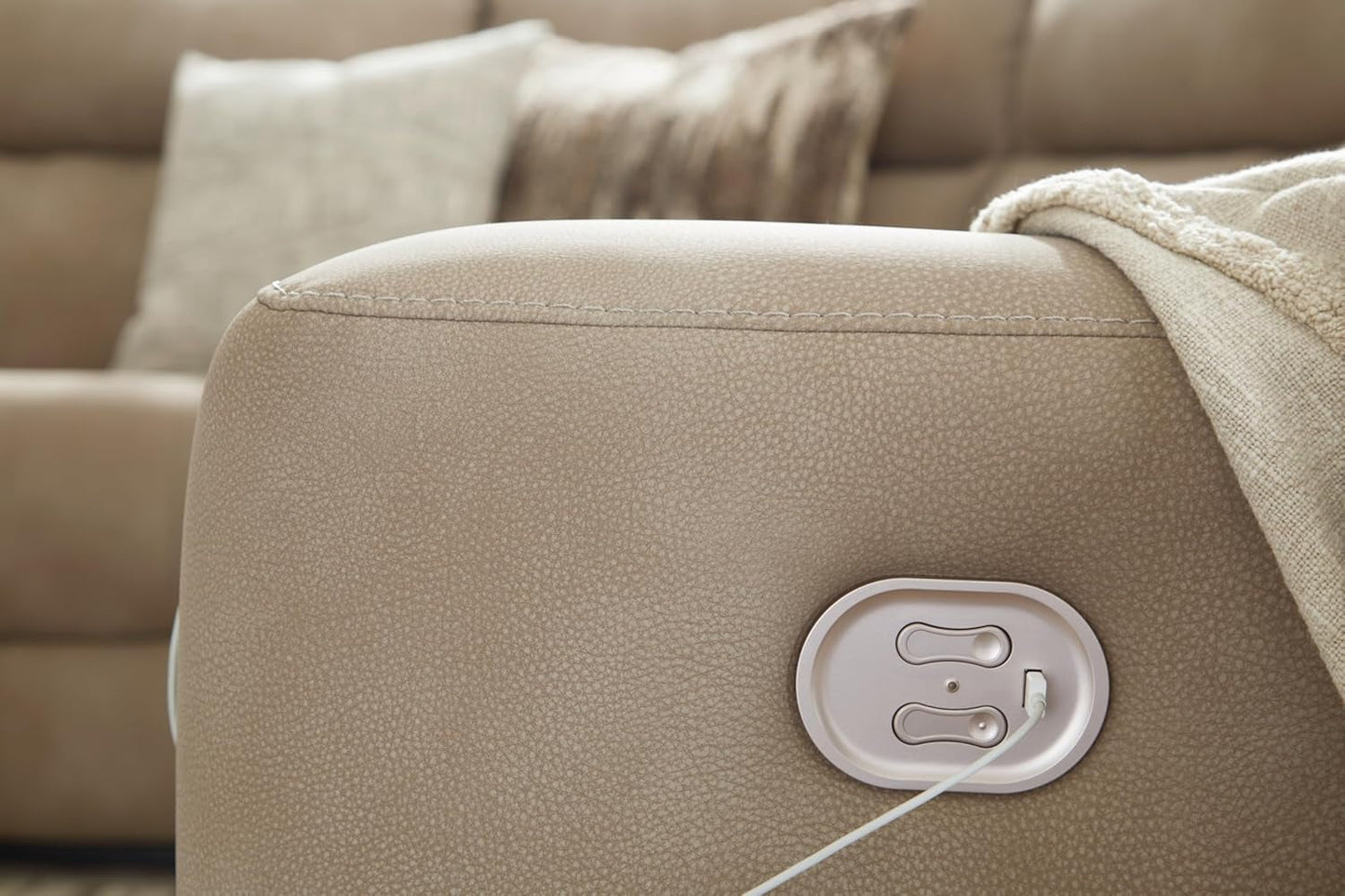 Wall Hugger Power Recliner Light Brown With USB Ports
