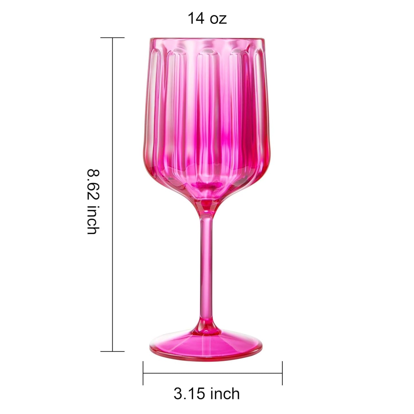 Khen Acrylic Lucia Stemmed Goblets -  Set of 6 |14oz | Coral