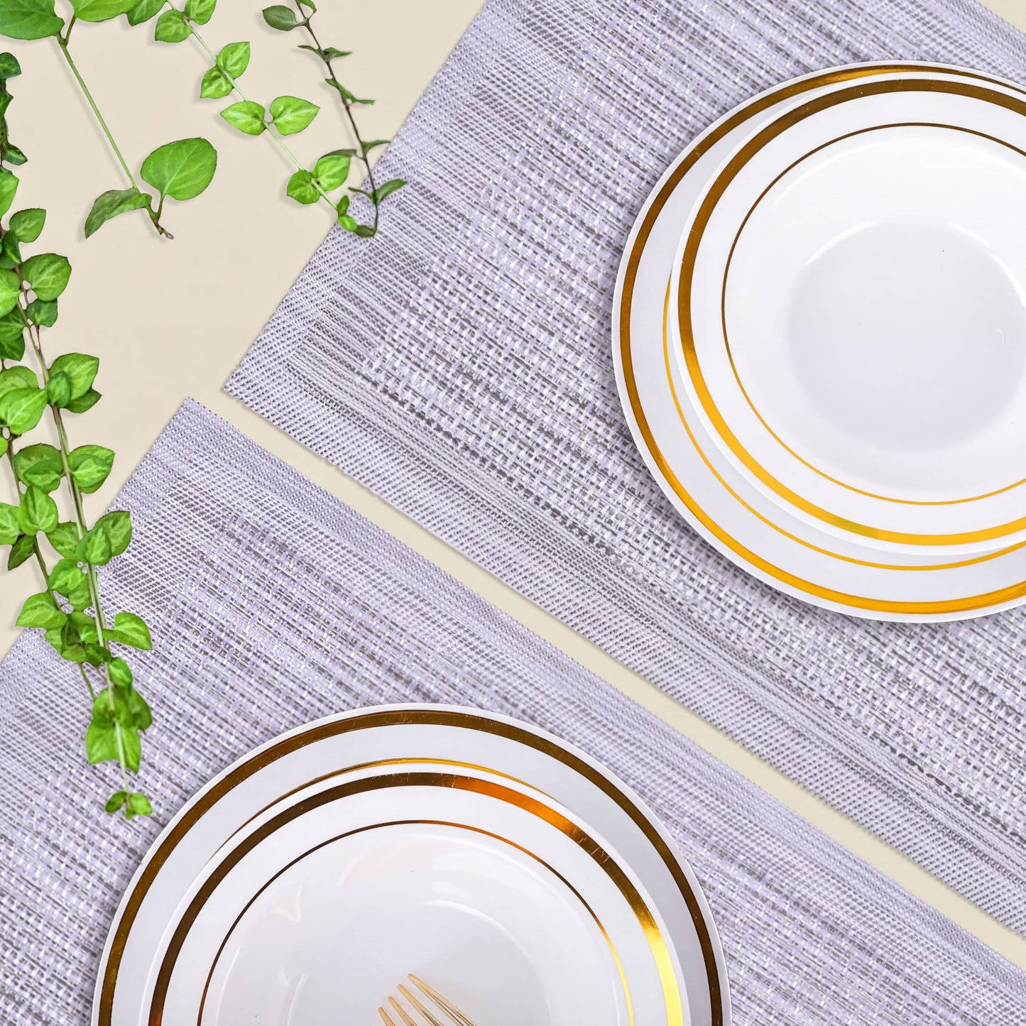 PVC Placemats – Silver Gray Dining Table Mats | Heat Resistant, Non Slip