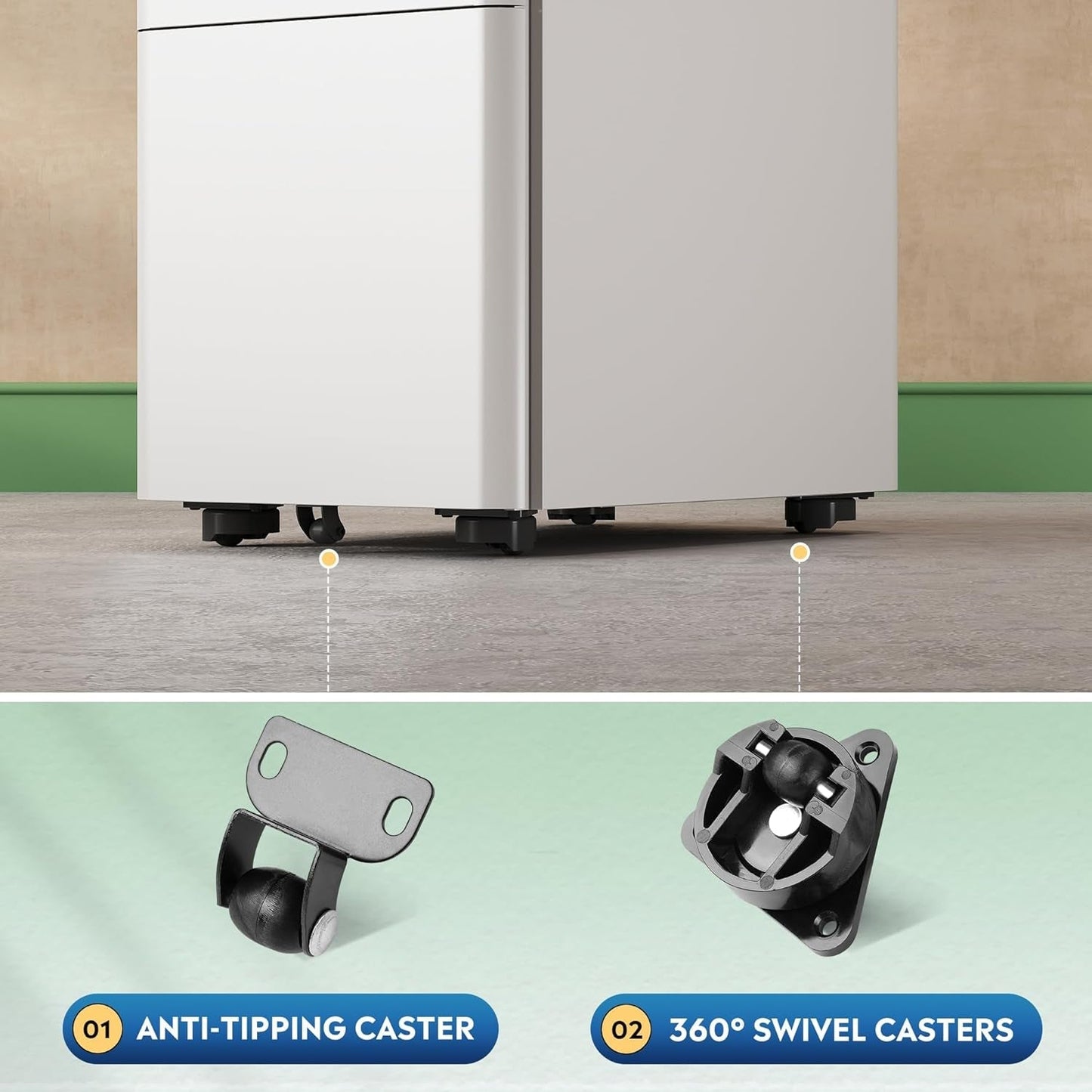 White 3 Drawer Slim File Cabinet For Office Lockable