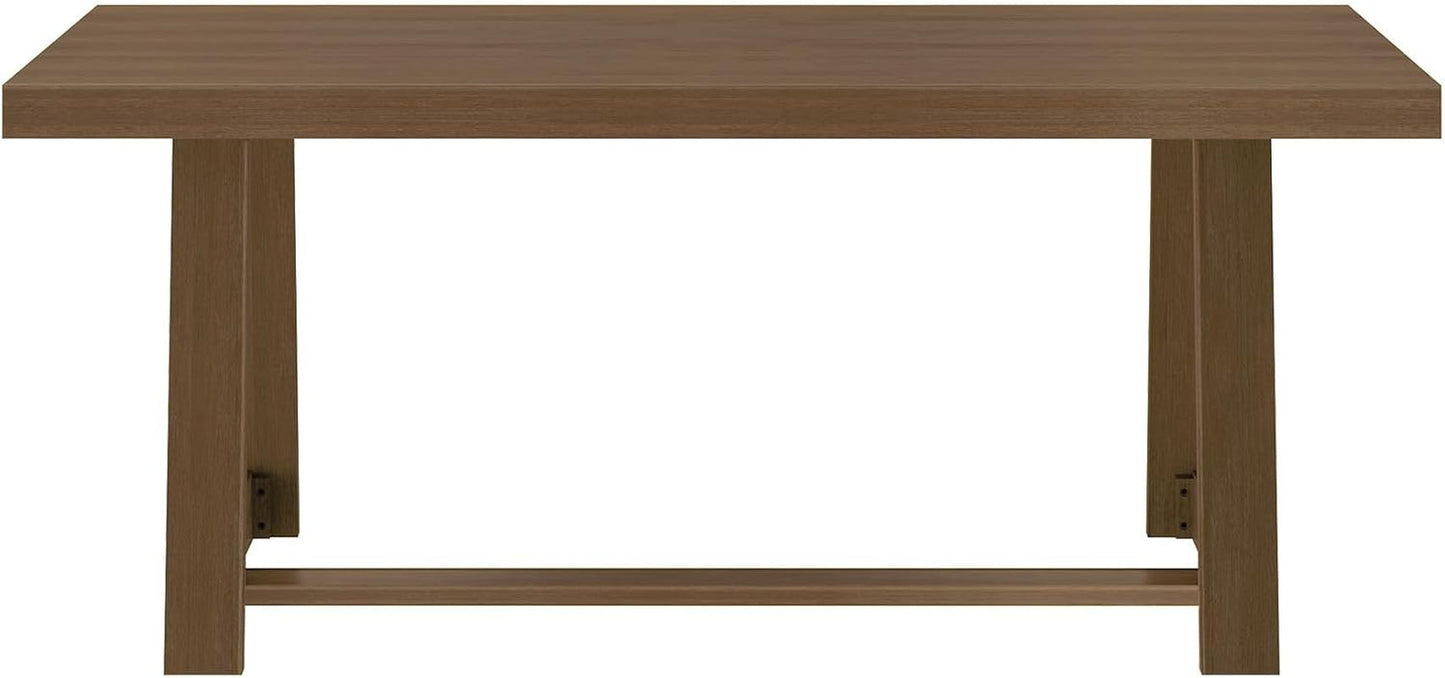 72 Inch Farmhouse Dining Table Solid Wood Rustic Kitchen Table Pecan Wirebrush