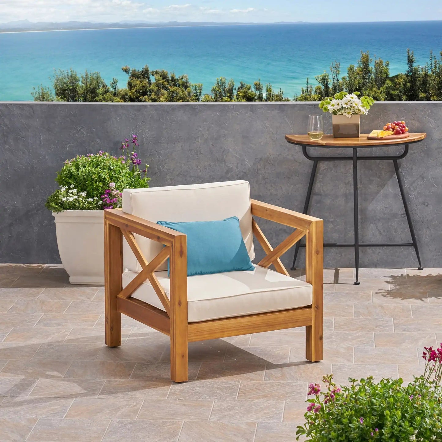 Brava Mid-Century Modern Club Chair With Water Resistant Cushions
