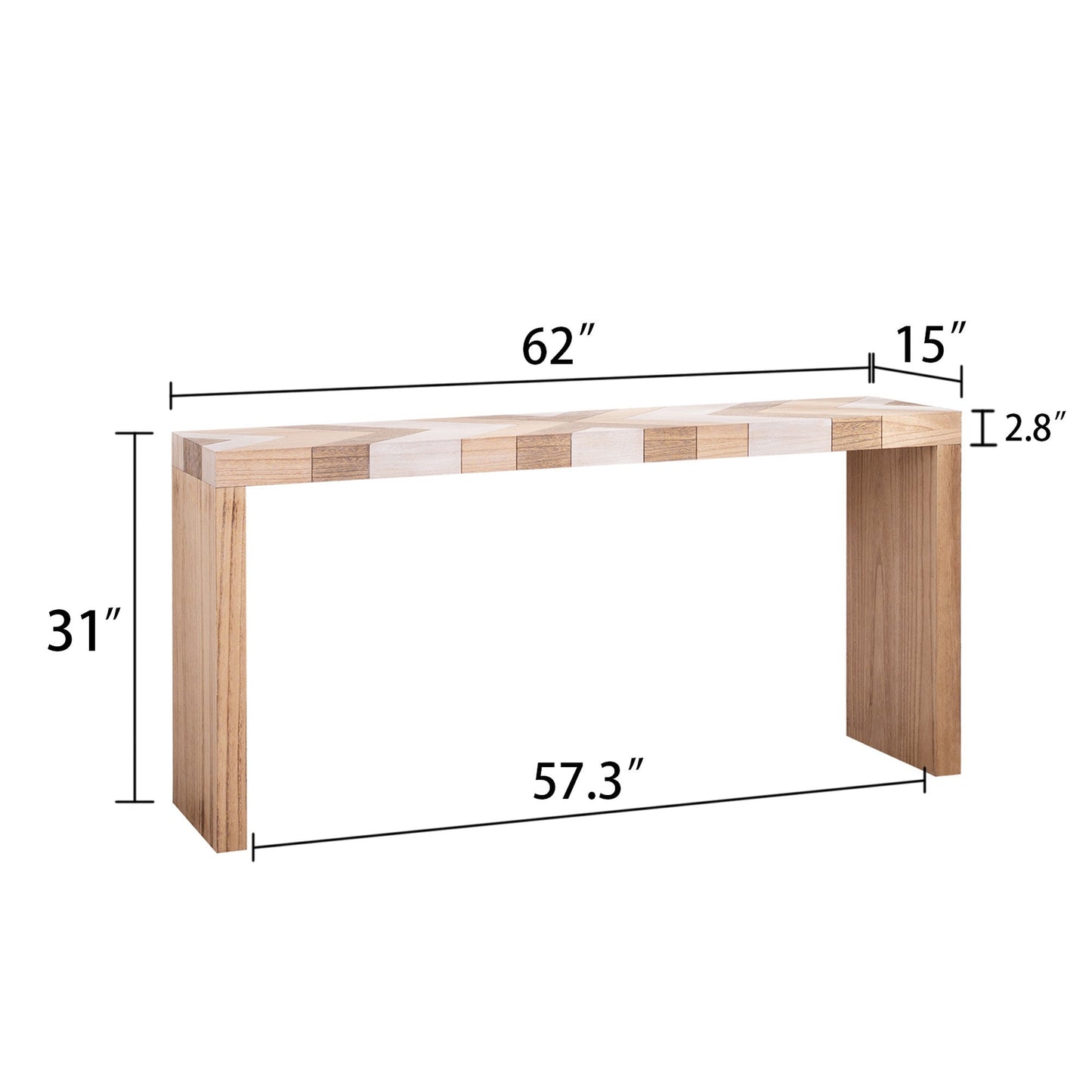 Modern Console Table, 62' Long Entryway Table with Chevron Patterned Top