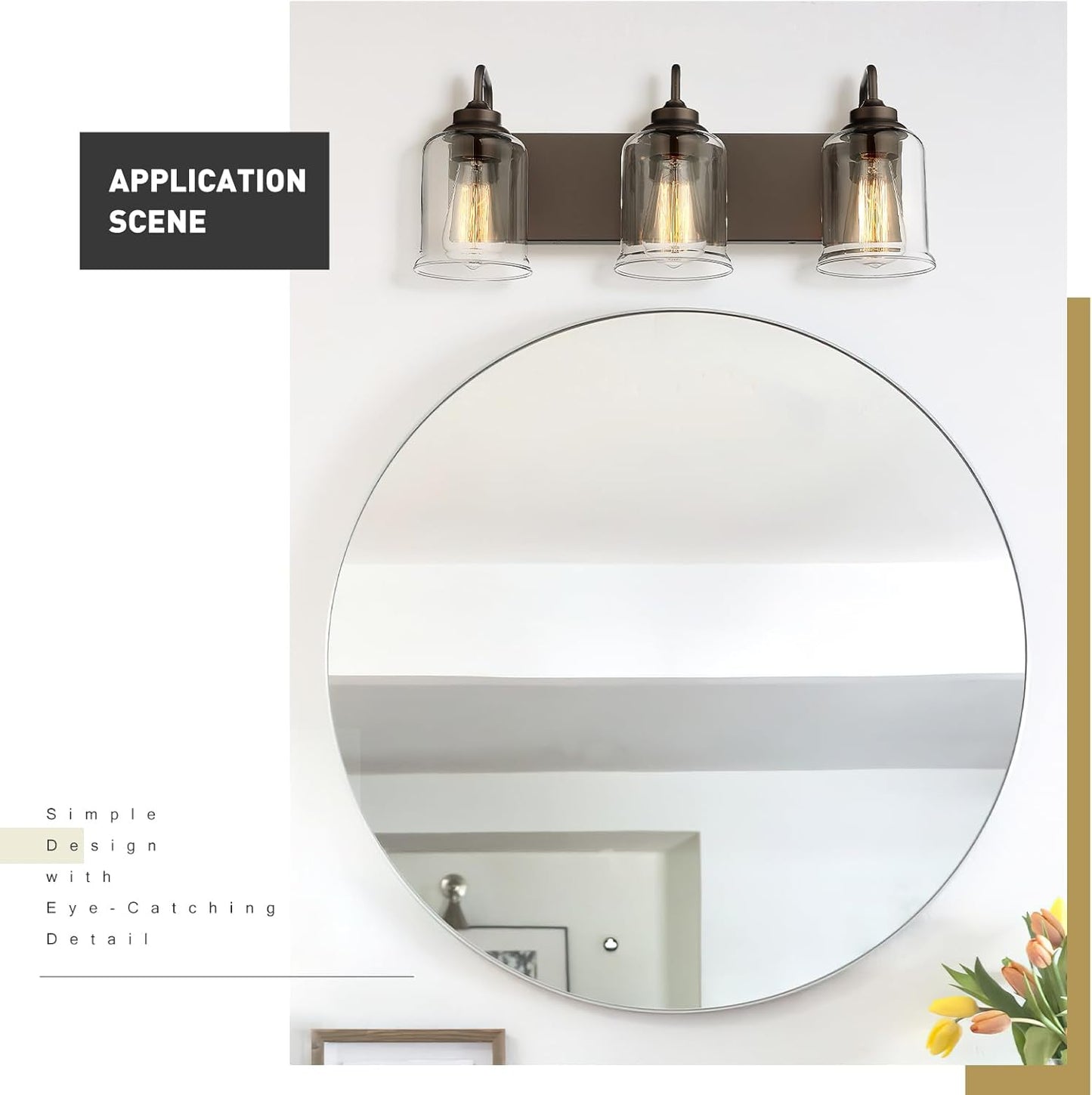 Farmhouse Glass Bathroom Vanity Light Fixture