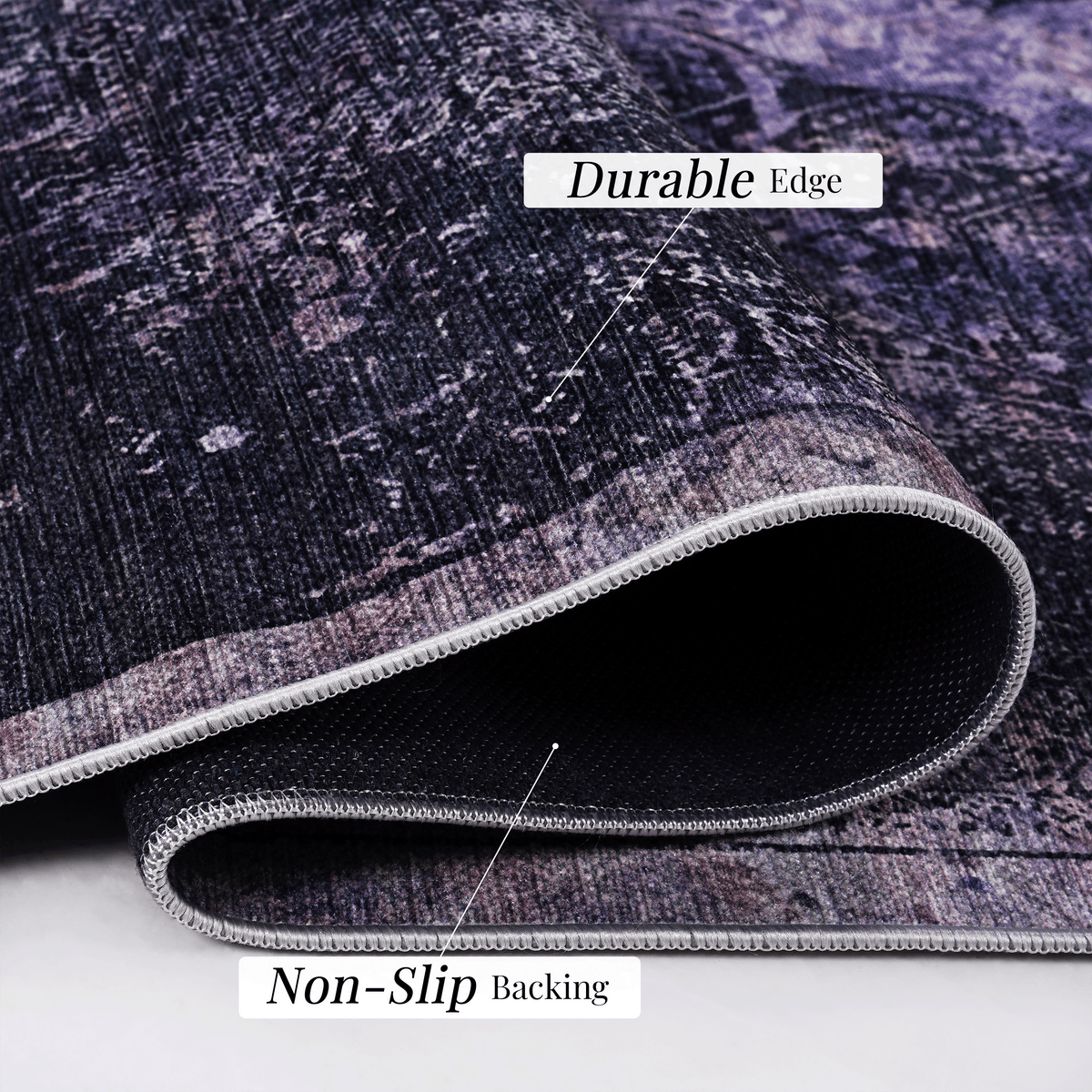 MAVAL Anthracite Washable Rug 6x9 Area Rug