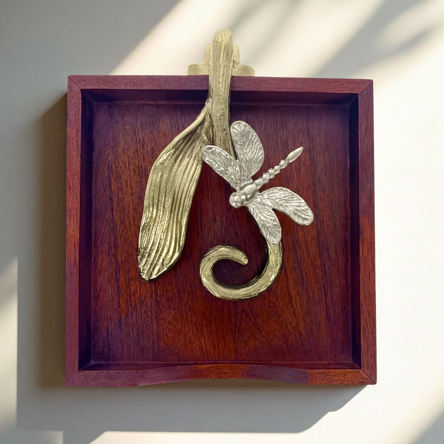 Wooden Napkin Holder - Silver Gold Metal Finish Ornament with Weighted Arm