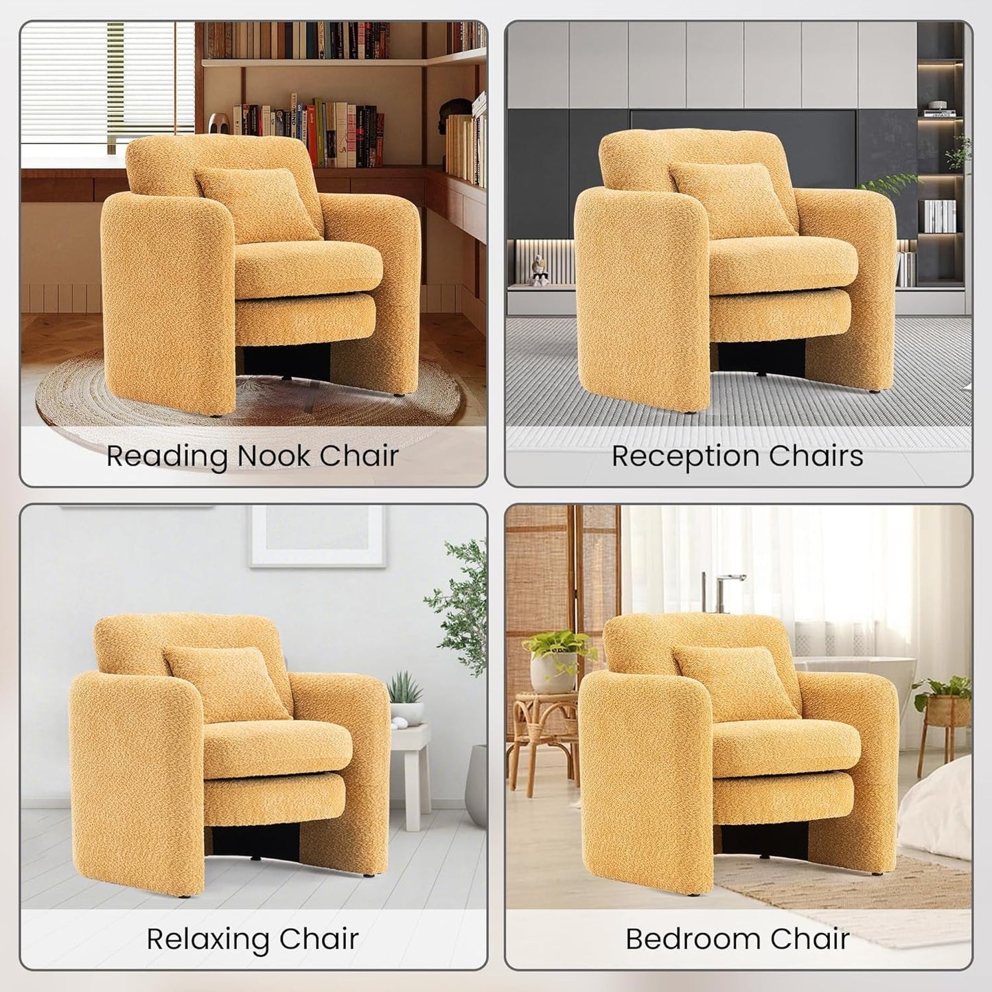 Oversized Accent Chair Yellow Chenille Armchair Living