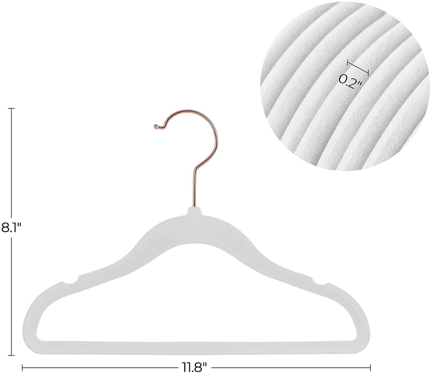 Baby Hangers Pack of 50, Children’s Hangers for Closet with Rose Gold Hooks, Premium Velvet Hangers