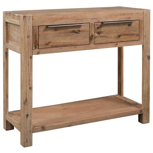 vidaXL Rustic Solid Acacia Wood Console Table with 3 Storage Compartments Stylish Hallway Furniture Brushed Finish for Entryway 32.3X13.0X28.7 in Home Decor Wooden Narrow Side Accent