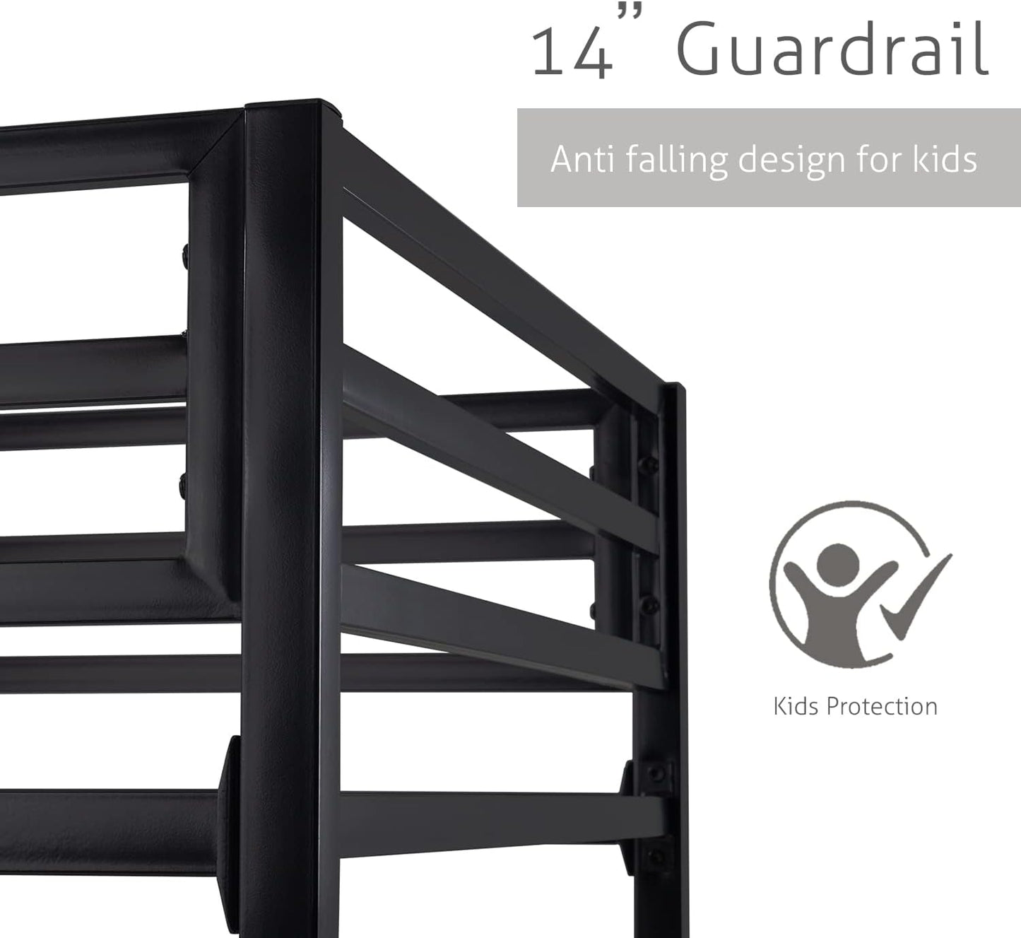 Twin Over Twin Metal Bunk Bed Black Guardrail And Ladder