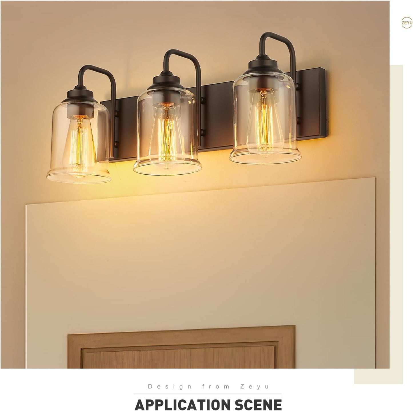 Farmhouse Glass Bathroom Vanity Light Fixture