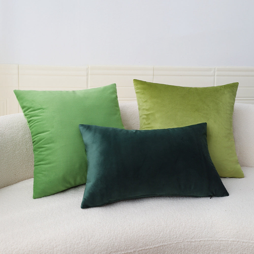 3 Mix sizes with 3 green colors Combo Set of 3 Pillow Covers With Inserts Beautiful Velvet combination