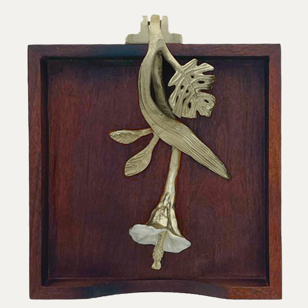 Wooden Napkin Holder – Solid Wood Serviette Holder with Gold Finish Ornament