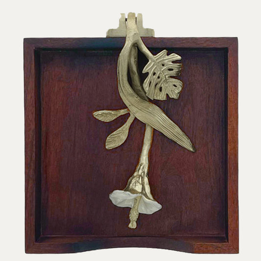 Wooden Napkin Holder – Solid Wood Serviette Holder with Gold Finish Ornament