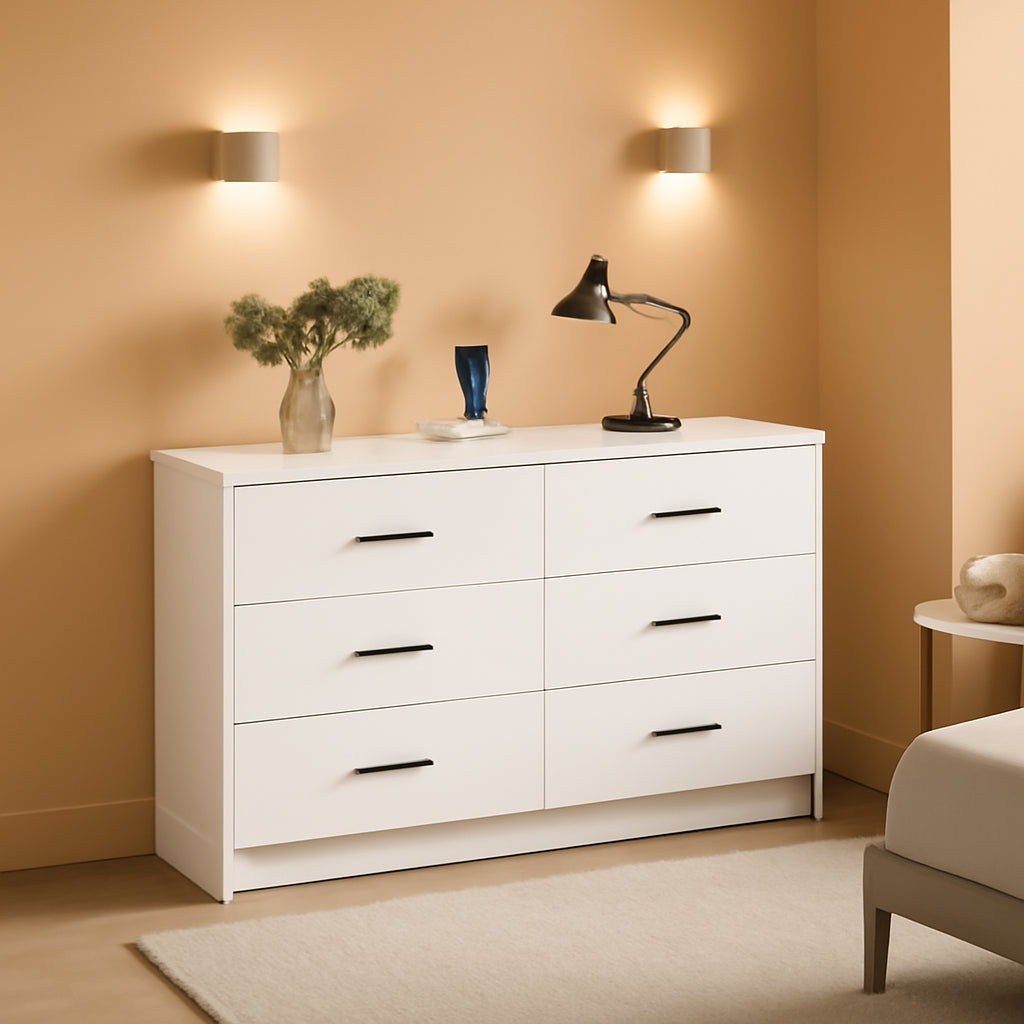 White 6 Drawer Dresser With Built In Charging Station