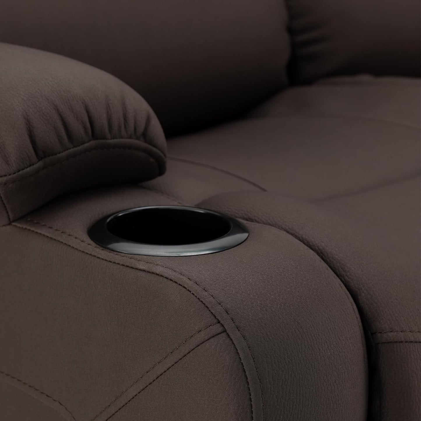 58 Inch Double Wall Hugger Theater Recliner Sofa, Chocolate