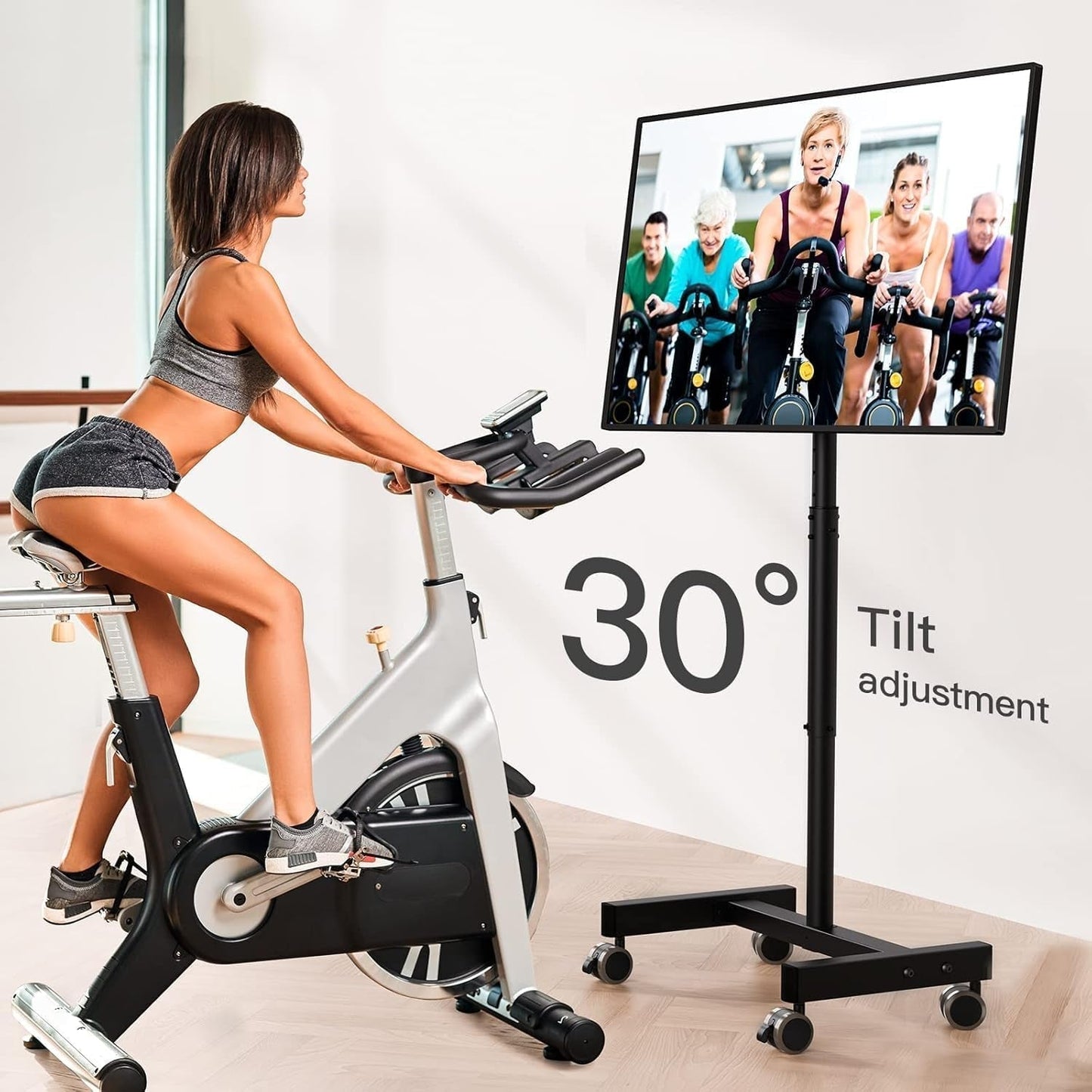 Adjustable Rolling TV Cart For 13 To 50 Inch TVs Tilt