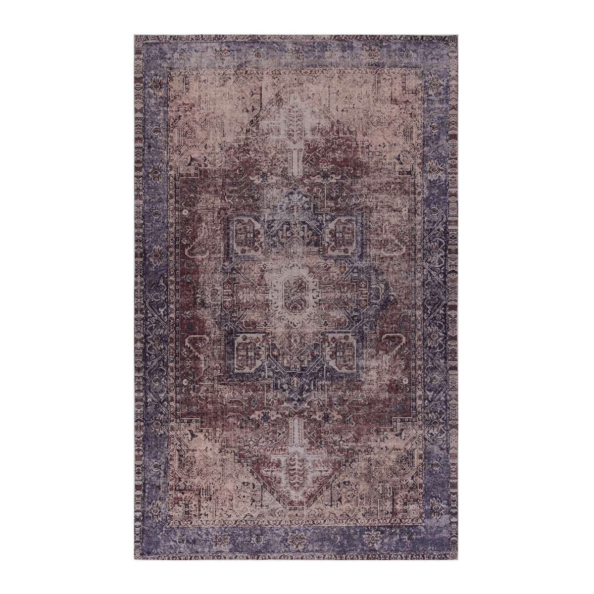 Maval Burgundy Washable 3x5 Area Rug