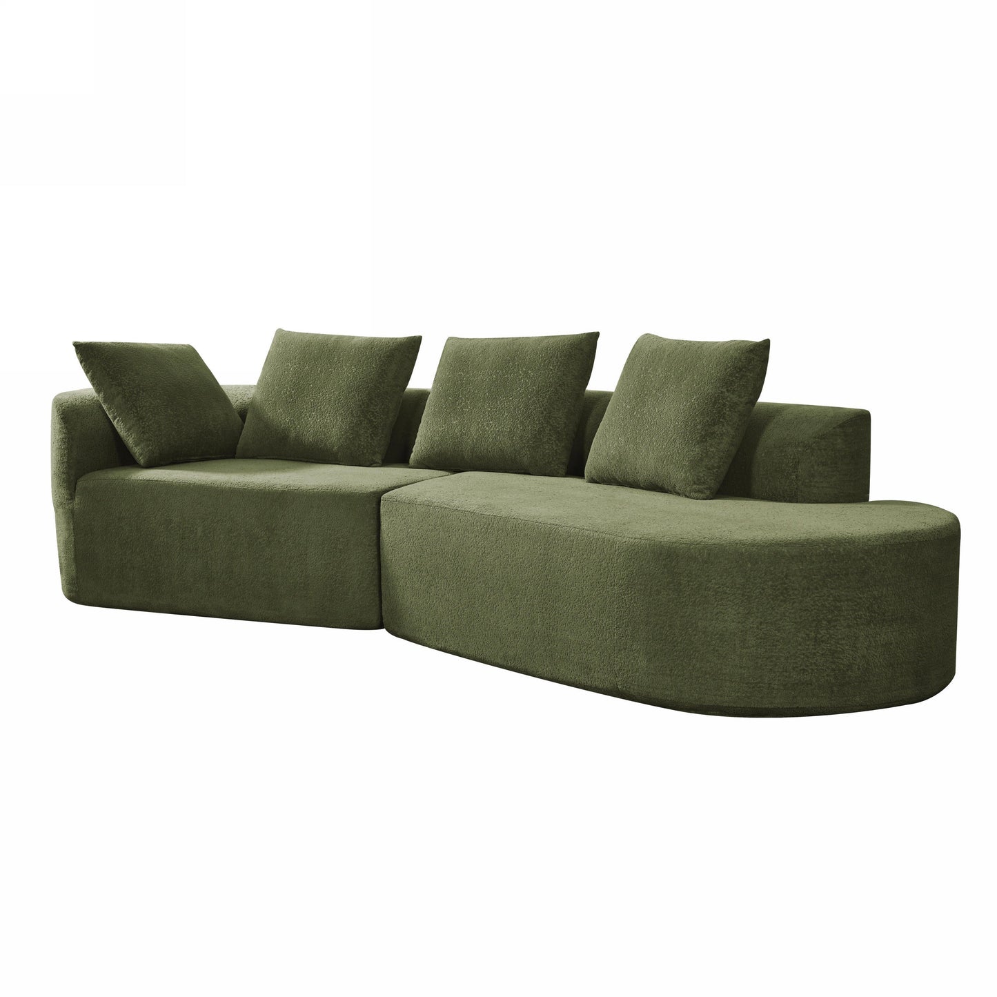 116' Modern Curved Sectional Sofa with High-Density Fully Compressed Sponge and Chaise Lounge, Pearl Upholstery, 2-Piece Set, Fully Assembled Right Hand Facing, Perfect for Living Room, Lounge